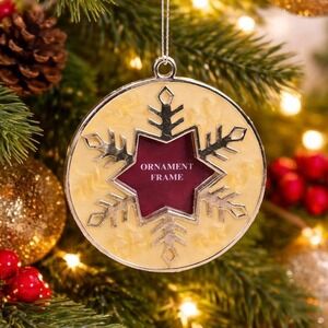 Vintage Snowflake Photo Frame Ornament Metal 1990s Christmas Decor